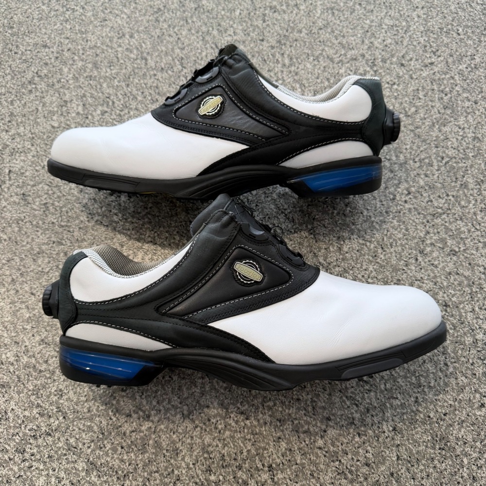 FootJoy ReelFit 53816 Mens Golf Shoes White Black BOA Lacing Spiked Size 14 W